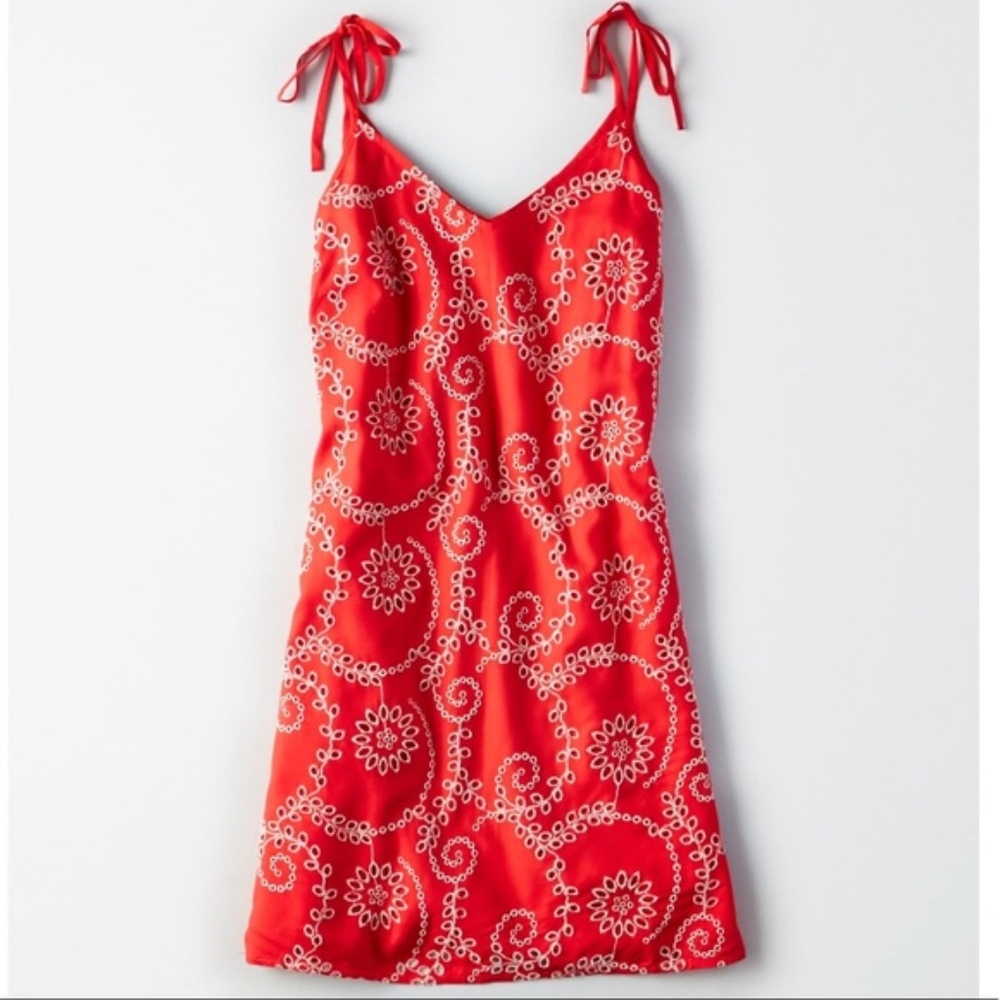 AEO Tie Strap Eyelet Shift Dress